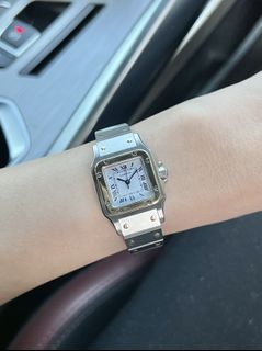 CARTIER SANTOS CARREE SM AUTOMATIC TEO TONE 18k YELLOW GOLD AND STEEL