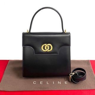 Celine Circle Logo Leather 2way Shoulder Bag Navy