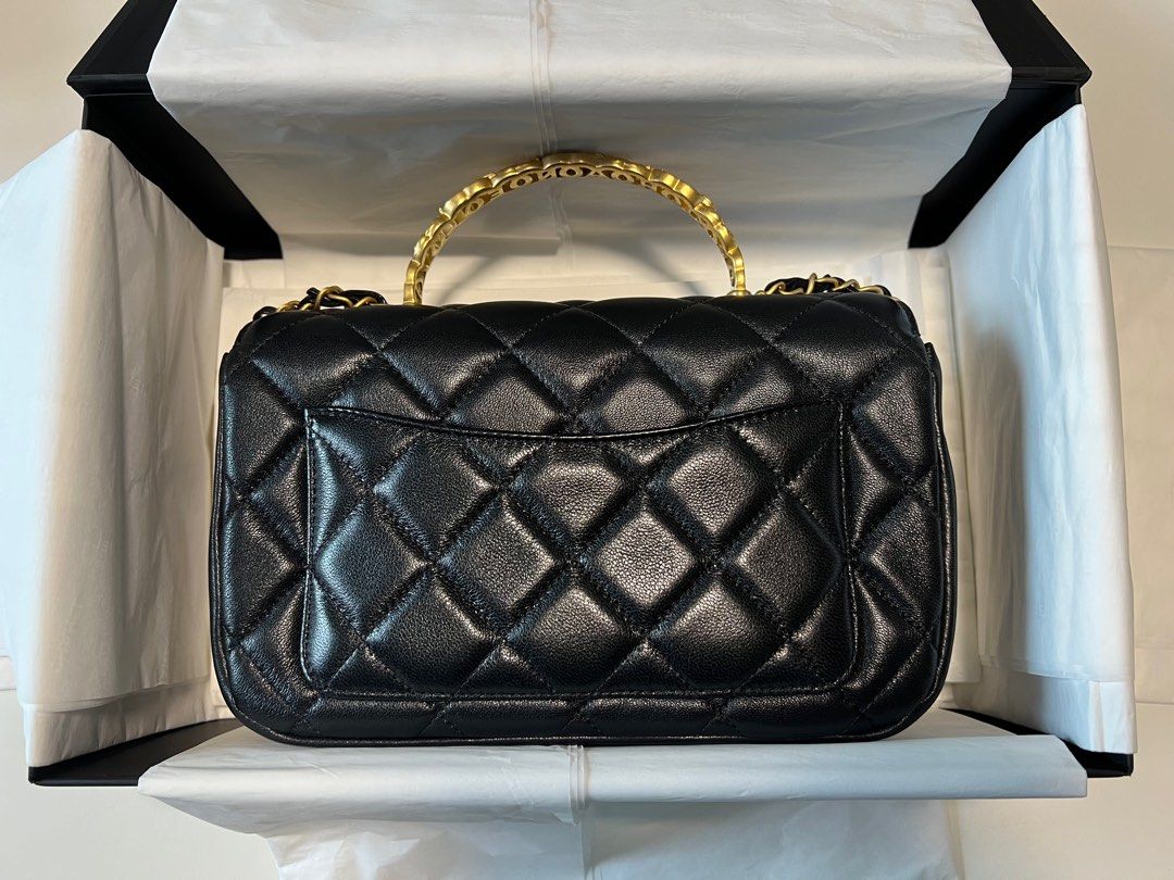 Chanel slim handle bag with flap black Luxury Bags Wallets on Carousell