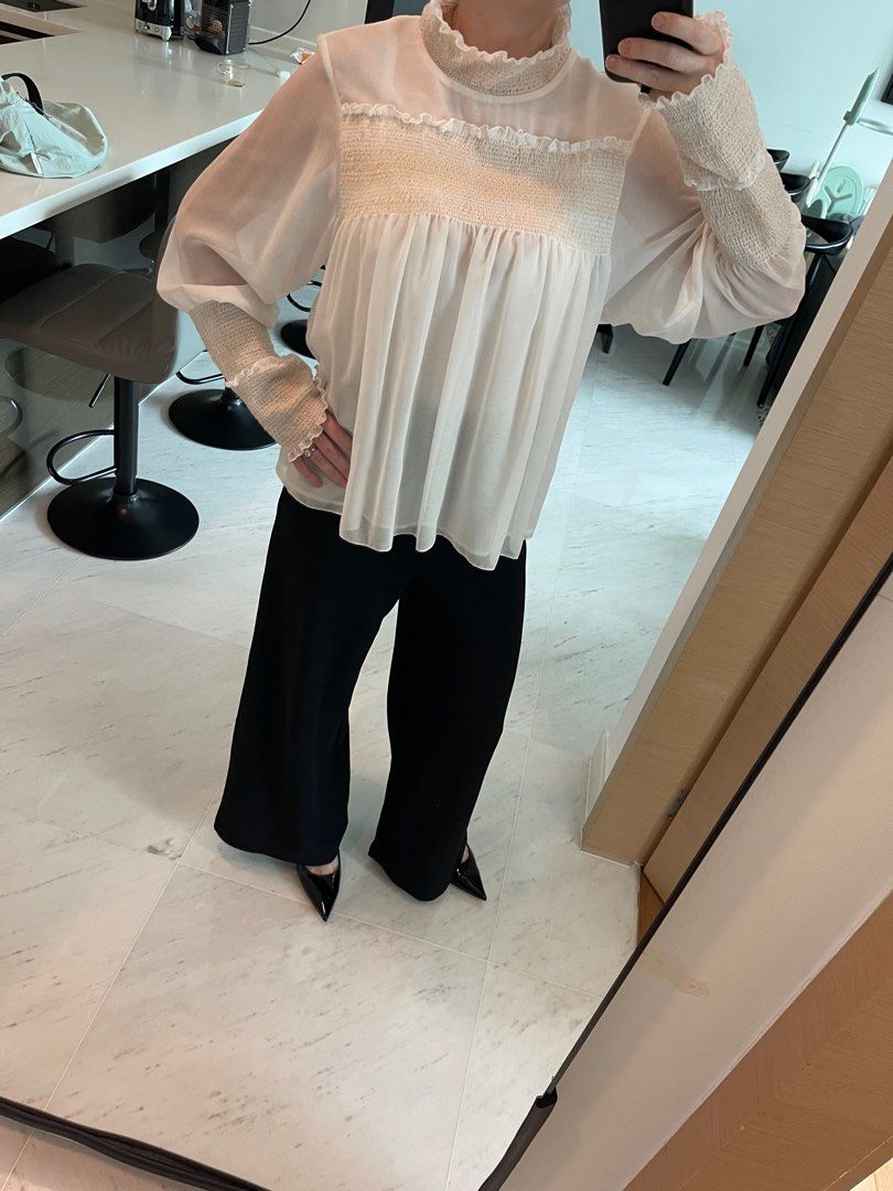 see by chloe sheer sleeve top