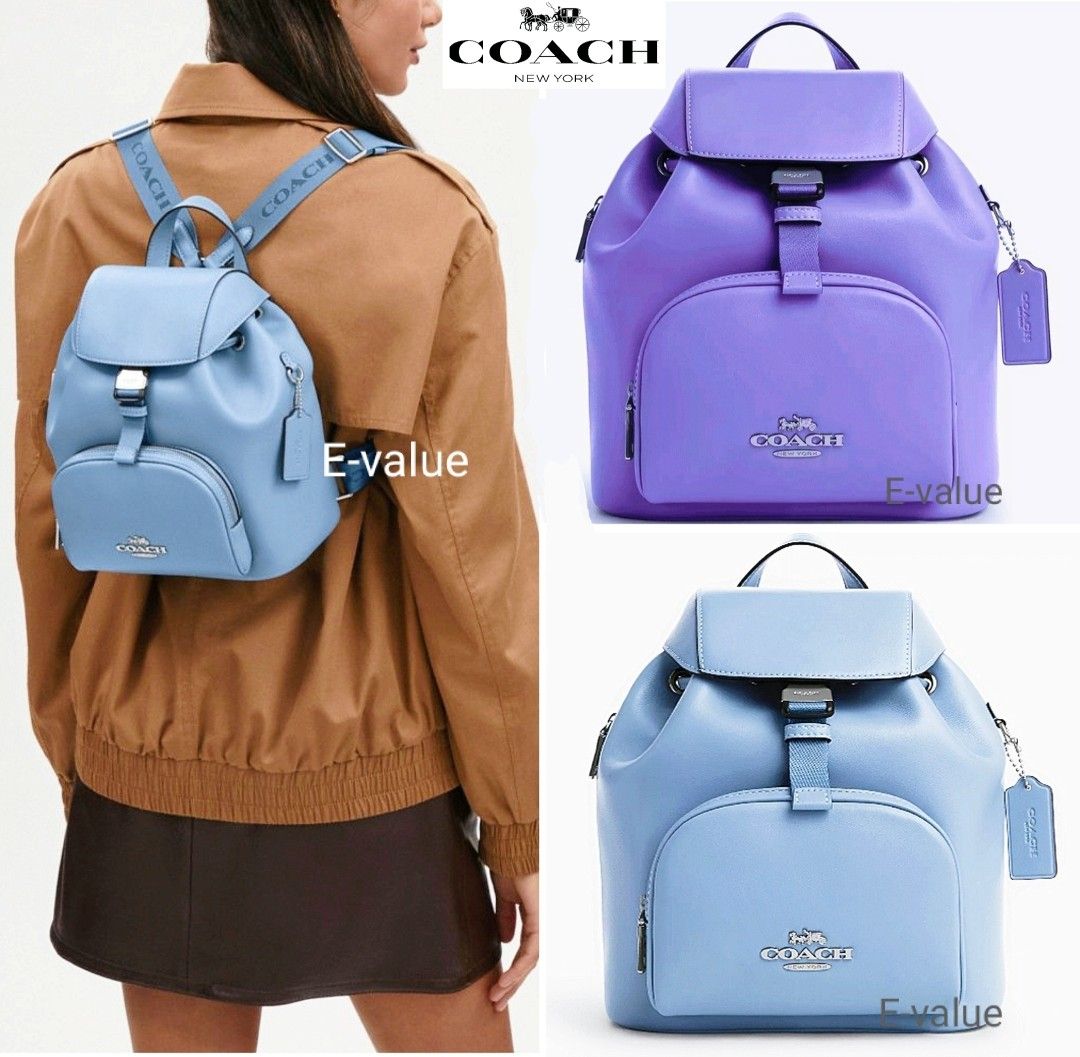 Coach Original Light Blue Purple Pace Backpack For Women Come with Complete Set Suitable For Gift