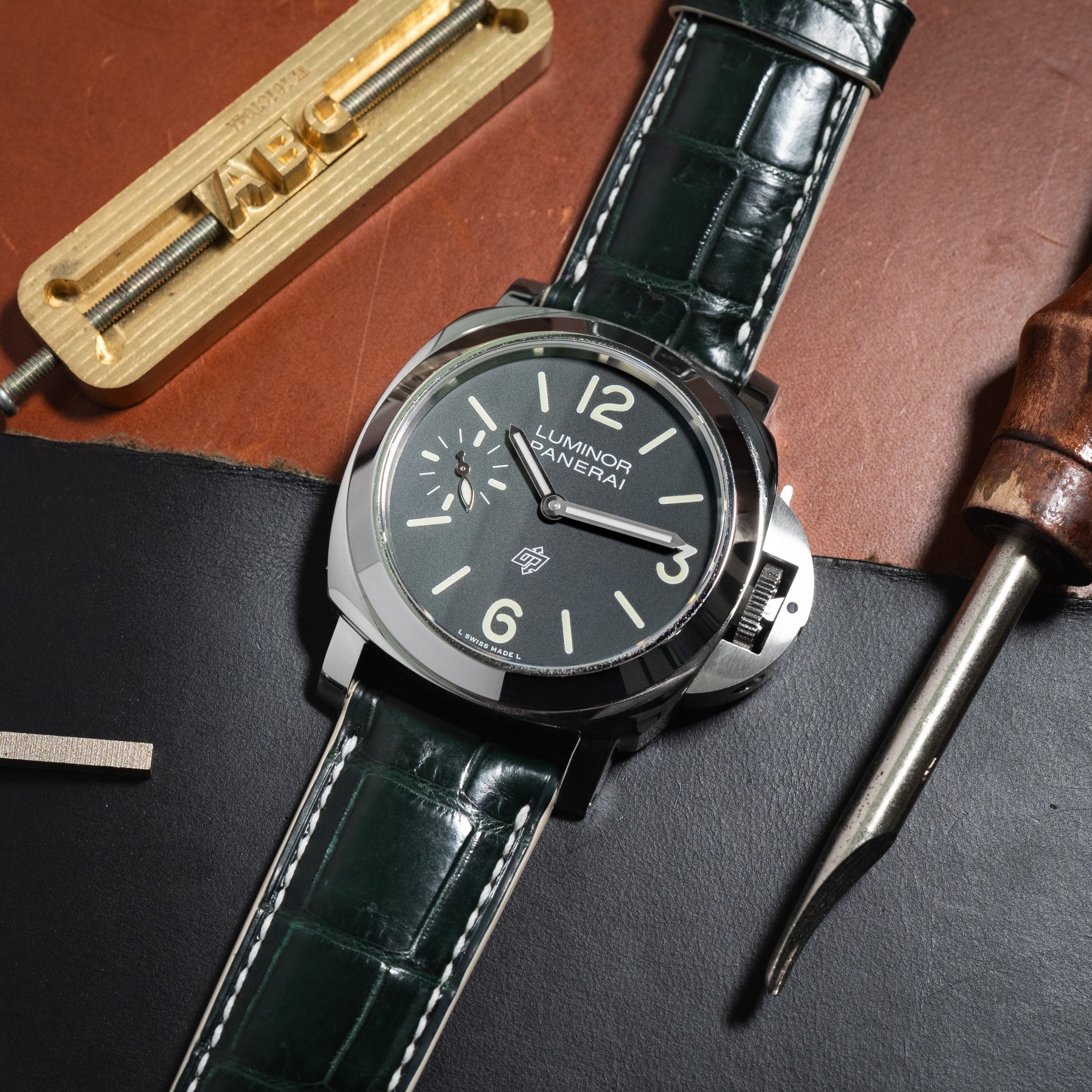 138.PANERAI用   クロコダイル×ラバー24mm-22mm 138.PANERAI用 クロコダイル×ラバー24mm-22mm Panerai black