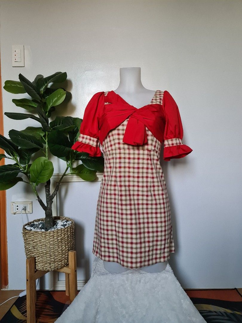 strapless open back dress Red Gingham Sash & Ruffle Collar Bloomer Set  Classic Whimsy