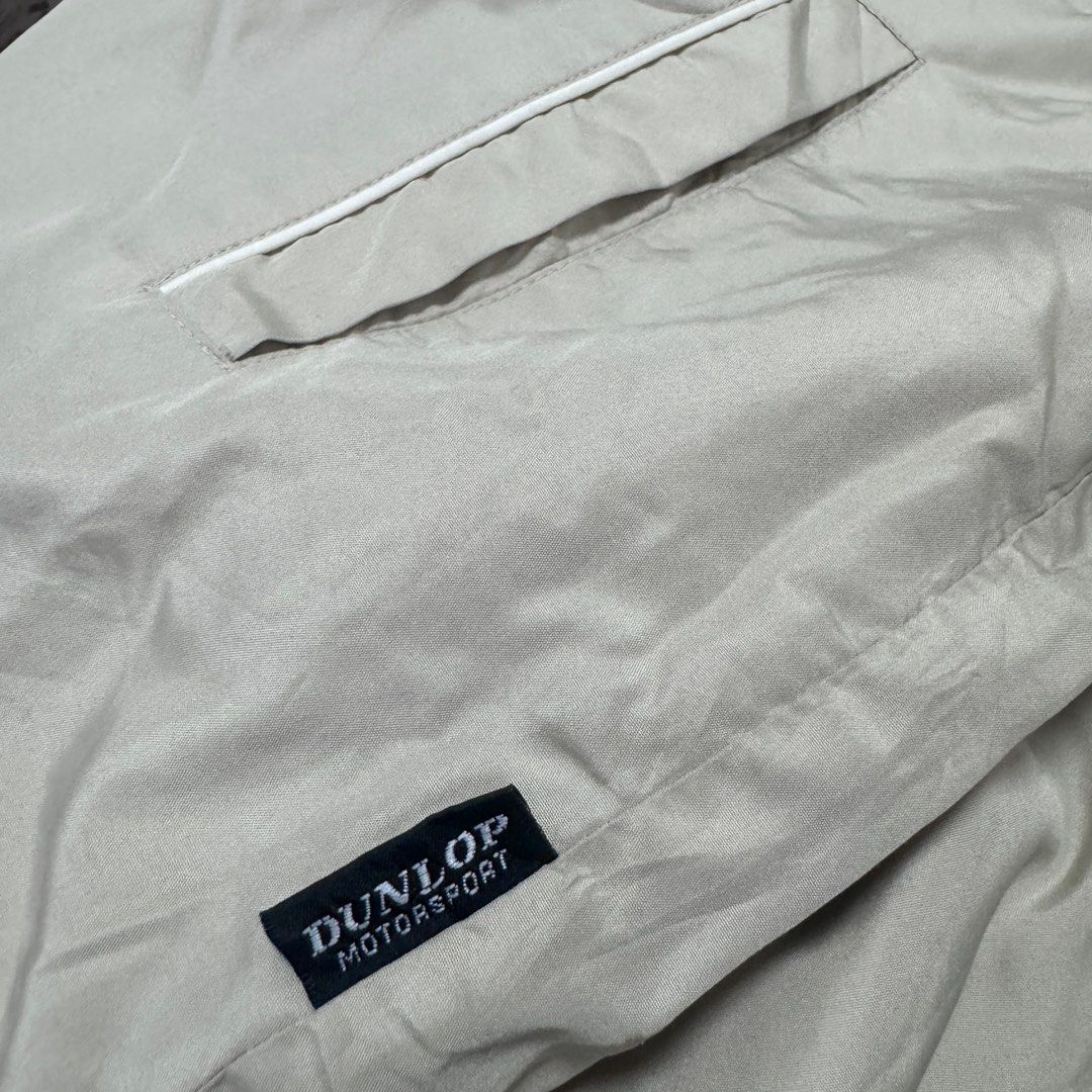 Dunlop motor jacket beige (Category: Coats, Jackets and Outerwear) located in Cainta. Submitted by kei_21 (Listing ID 1298721617, Image 3). Description: Closet clean up sale Decluttering Dunlop Size on tag: large Flaws: Missing 1button pls check pic Medyo soft ribbings na din May stains sa dulo ng sleeves mukhang washable naman.