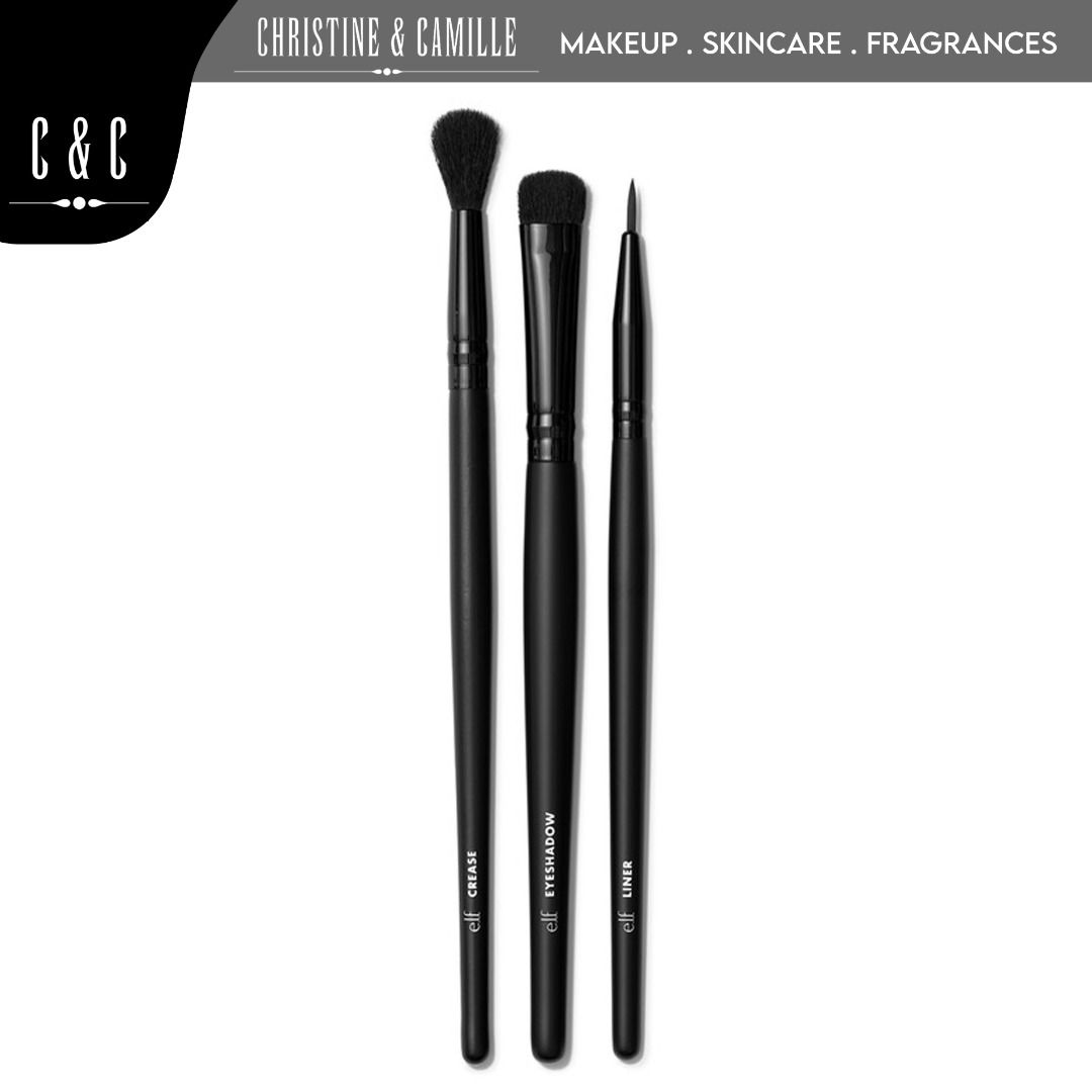 ELF No Budge Brush Trio | 3-Pc Eyeshadow Brush Set (Category: Makeup) located in Manila. Submitted by christineandcamille (Listing ID 1298665460, Image 1). Description: ELF No Budge Brush Trio | 3-Pc Eyeshadow Brush Set -Authentic / Original -Brand NEW -We pack your order(s) with care; Always! VERSATILE EYESHADOW BRUSH TRIO: A seamless eyeshadow application all starts with the right brushes. This eyeshadow brush set features a versatile trio of b