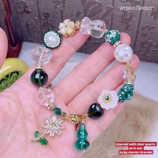 Emerald with clear quartz bracelet