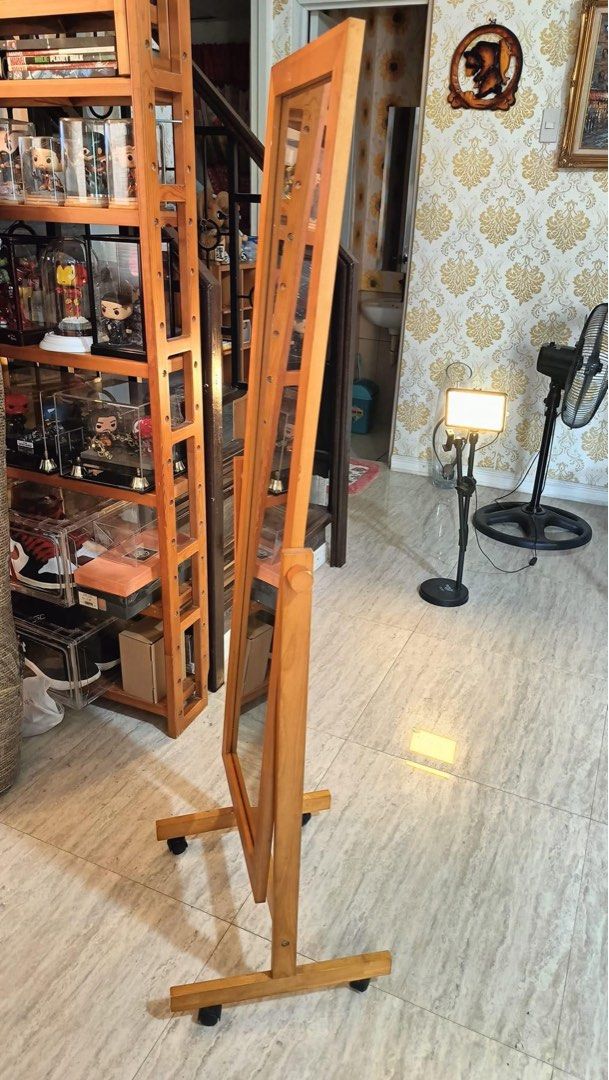 Floor mirror (Category: Mirrors) located in Quezon City. Submitted by matetdevis13 (Listing ID 1298655447, Image 3). Description: Solid wood mobile floor mirror Price : 3000 18L x 15W x 57H inches In good condition Code rusdha.