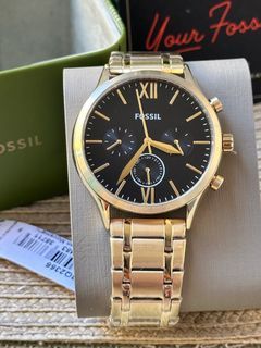 🇺🇸✈️Fossil US Fenmore Multifunction Gold-tone Black Dial Stainless Steel Men's Watches! Arrived from US!