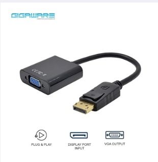Gigaware Display Port DP Male to VGA Female Video Converter Cable (Black)