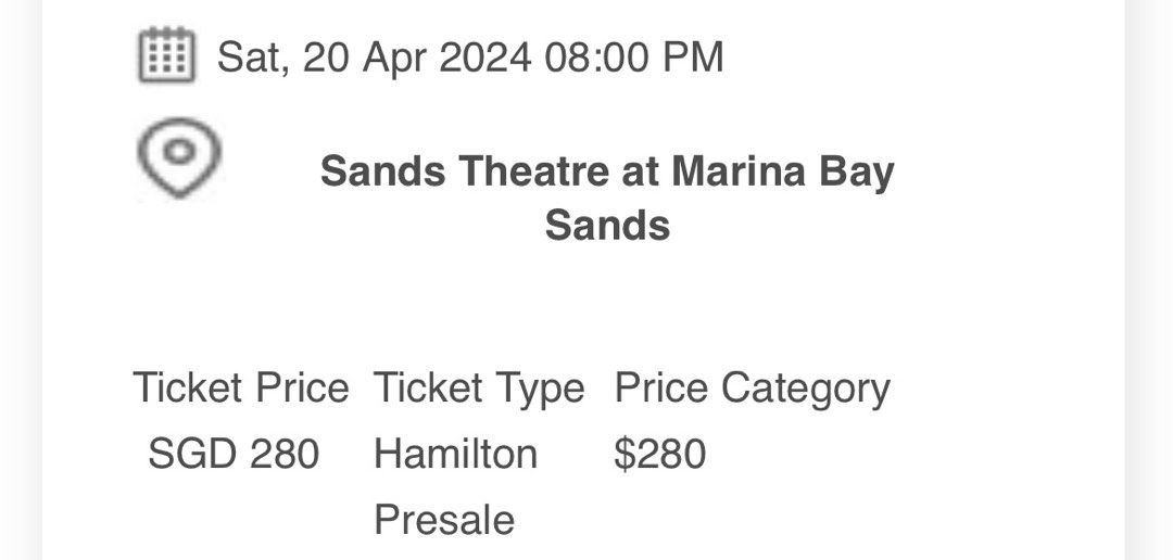 Hamilton ticket prices sale