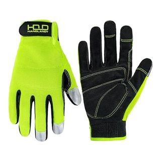 HANDLANDY Mens High Visibility Reflective Work Gloves Safety Touch Screen Elastic Spandex Gloves