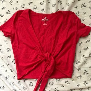 hollister red wrap top baby tee