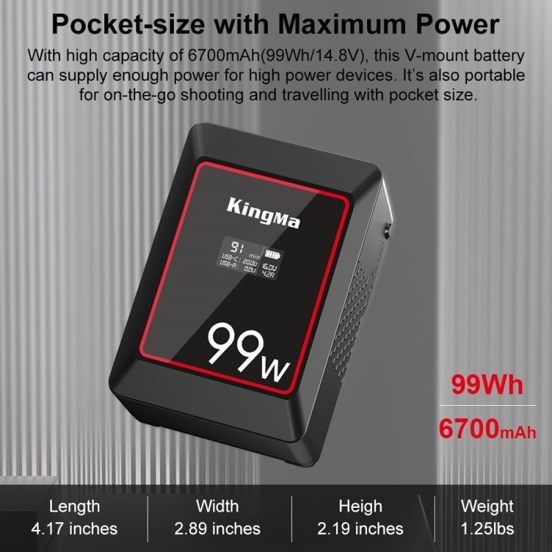 KingMa MINI V-Mount Battery (KM-VK99) - For Cameras and LED Light Panel62863066988673114