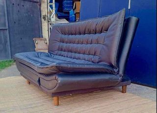 Leather Sofabed 77”L x 49”W x 16”SH  4 seater Double size bed In good condition