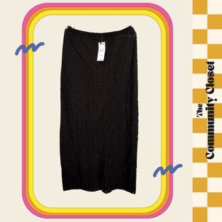 Mango Black Textured Maxi Skirt