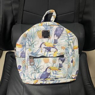 Mini Backpack Light Blue Tropical Design