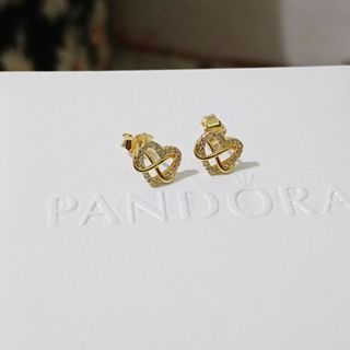Pandora Earrings Sparkling Infinity Heart Collier Necklace Gold Earrings
