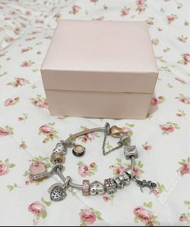 Pandora ROSE GOLD HEART clasp charm bracelet 🎀✨