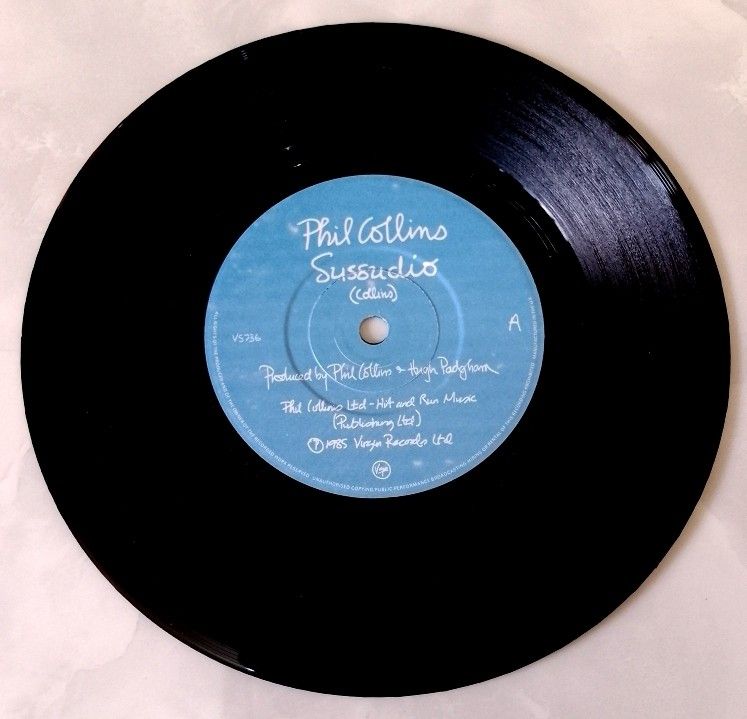 Phil Collins - Sussudio (7" single) VINYL PLAKA (Category: Vinyls) located in Cebu City. Submitted by pandastampscebu (Listing ID 1298644881, Image 2). Description: Phil Collins - Sussudio (7" single) (Virgin, 1985) : P230. LAST PRICE POSTED Minimum order = P500 No reservations — first come, first served UK pressing. Vinyl is in excellent condition. Tracks : a) Sussudio b) The Man With The Horn All vinyl singles are tested and cleaned with a vacu