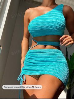 Plain-cut out bikini swimsuit with Beach skirt