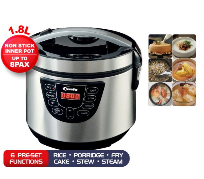 PowerPac Rice Cooker 1.8L Digital /Multi Cooker (PPRC38A), TV & Home ...