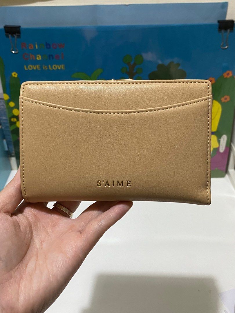 ■S'AIME■真皮撞色滾邊對折中夾 本革コントラスト財布/送料込 S'AIME 真皮拼接對折短夾｜S'AIME 東京企劃