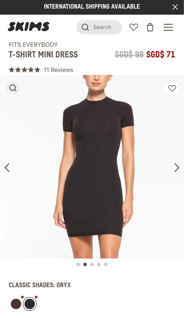 4X SKIMS FITS EVERYBODY T SHIRT MINI DRESS ONYX Women s Fashion Dresses Sets Dresses on Carousell