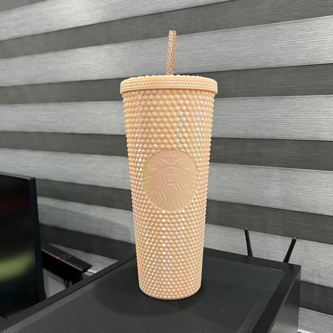 Starbucks Bling Cup 2024 24oz Peaches & Cream Cold Cup Peach 