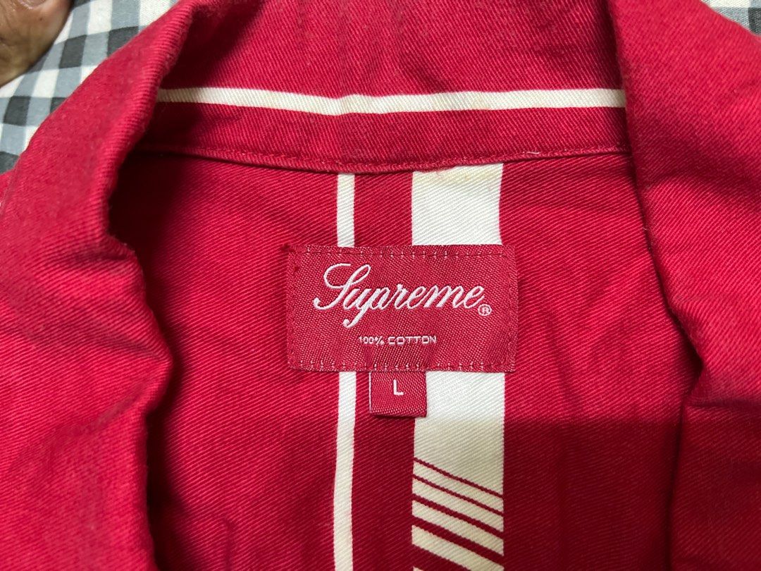 Supreme striped racing work shirt outlet