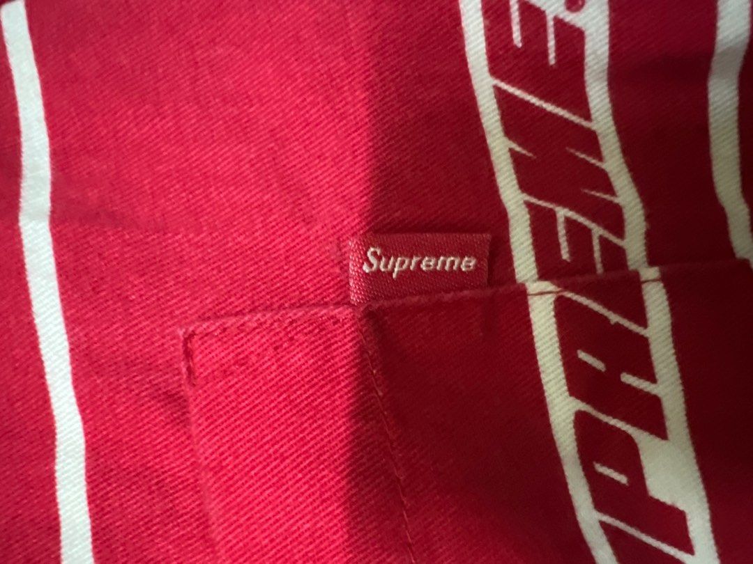Supreme striped racing work shirt on sale