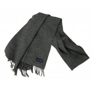TOKYO GINZA 🇯🇵 Pure Cashmere Knitted Knit Muffler Fringe Tassel Scarf Scarves Winter Snow Gray