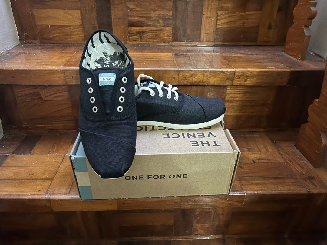 TOMS Cordones Black Heritage Canvas Men s Fashion Footwear Sneakers on Carousell