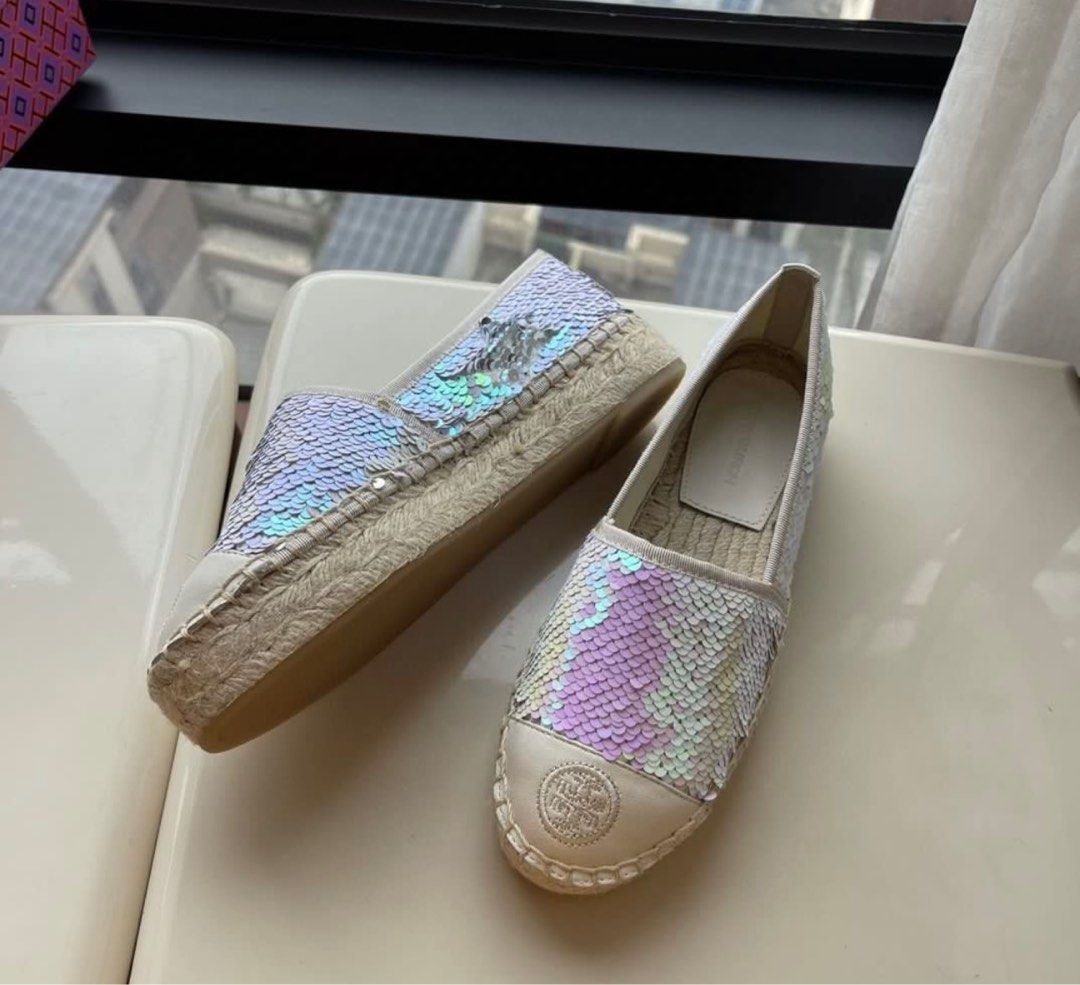 Tory burch silver espadrilles discount