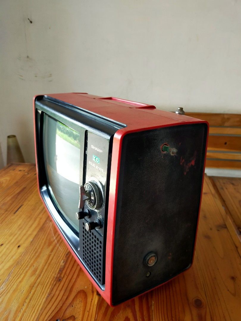 TV Sharp Merah Jadul for Vintage Decor, Perabotan Rumah di Carousell