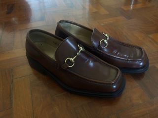 VINTAGE GUCCI - Dark Brown Square Toe Loafers - SIZE 7 US