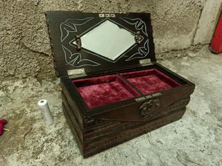 Vintage Showa Retro Wooden Carving Music Jewelry Box