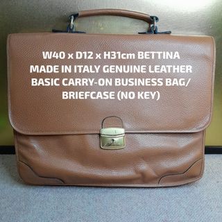 W40 x D12 x H31cm BETTINA MADE IN ITALY GENUINE LEATHER BASIC CARRY-ON BUSINESS BAG/BRIEFCASE (NO KEY)