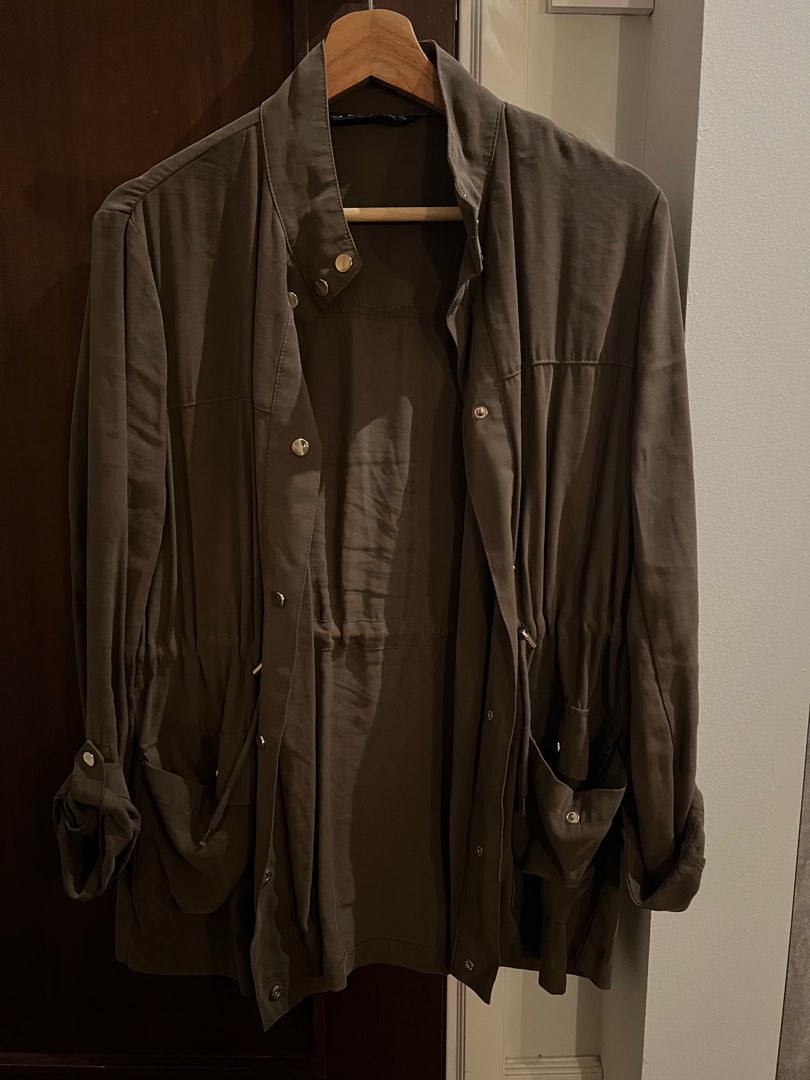 Zara Basic Jacket Olive Size S Women s Fashion Coats Jackets and Outerwear on Carousell
