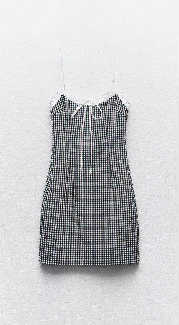 Zara black and white check dress cheap