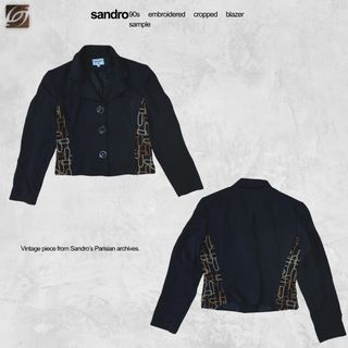 90s Sandro Paris Embroidered Cropped Blazer Sample