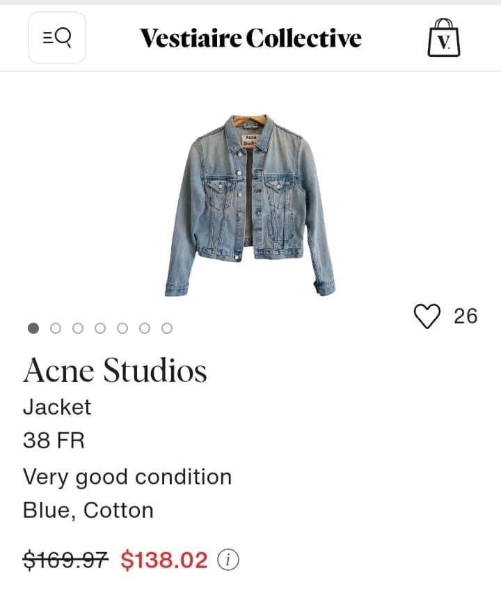 ACNE STUDIOS DENIM JACKET (Category: Coats, Jackets and Outerwear) located in Iloilo. Submitted by usedgoods.ilo (Listing ID 1298950585, Image 2). Description: ACNE STUDIOS WOMEN’S DENIM JACKET WIDTH: 16.5 LENGTH: 21 SLEEVE LENGTH (SHOULDER TO WRIST): 24 EXCELLENT 💰 3,499.