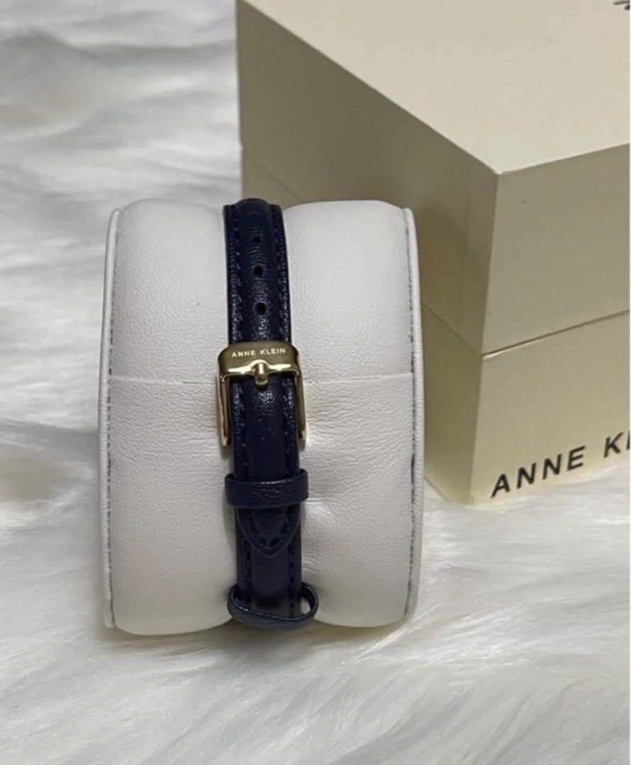 Anne Klein Women s Leather Strap Watch Navy Blue Gold Women s Fashion Watches Accessories Watches on Carousell