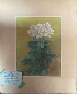 Antique Artwork Painting White Chrysanthemum Flower No Frame 24” x 21” inches #B8 - P3,500.00
