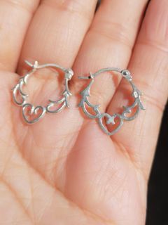 Antique Beautiful flower hoops sterling silver 925 earrings