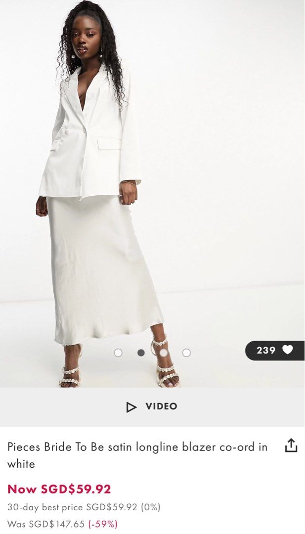 Satin longline blazer on sale