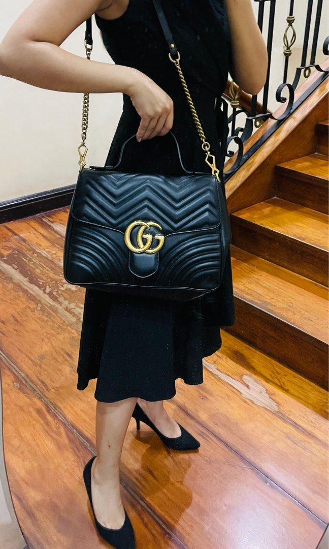 Authentic Gucci Marmont Large Top Handle Shoulder Crossbody Luxury Bag with Entrupy