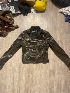 Biker Leather Jacket / Blue Spice