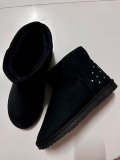 Black winter ankle boots with studs