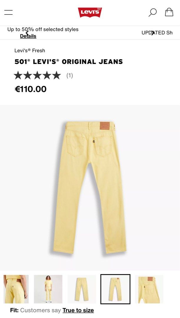Yellow levis 501 sale