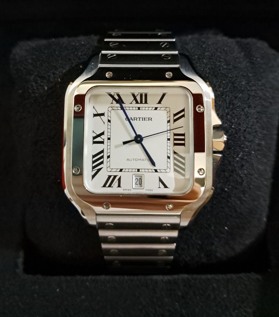 Cartier Santos 40mm (Category: Luxury Watches) located in Mandaluyong City. Submitted by 88nac (Listing ID 1298850925, Image 1). Description: 398k Slightly negotiable Way below 498k SRP Wssa0018 2023 Full set Foreign AD 39mm PM for inquiries.